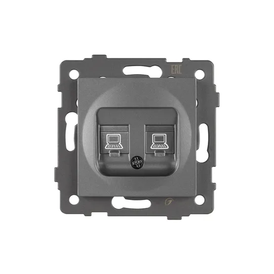 Фото #3 товара Механизм компьютерной розетки двойной SCT-MPC2-PL-GR-V (RJ-45, CAT6) (Arlight, -)