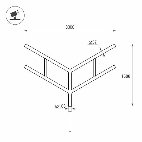 Фото #2 товара Кронштейн OXOR-SY4-3000x108-L1500 BLACK (Arlight, Сталь)