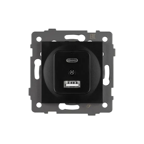 Фото #3 товара Механизм USB розетки SCT-MUAC-PL-BK-V (5V, 3A, QC4) (Arlight, -)