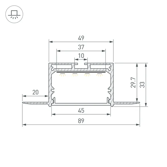 Фото #3 товара Профиль LINIA45-FANTOM-2000 ANOD (Arlight, Алюминий)