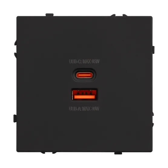 Фото #2 товара Механизм розетки с быстрой USB зарядкой SCT-NOBE-MUAC-SFPL-FC-BK (65W, QC3) (Arlight, -)