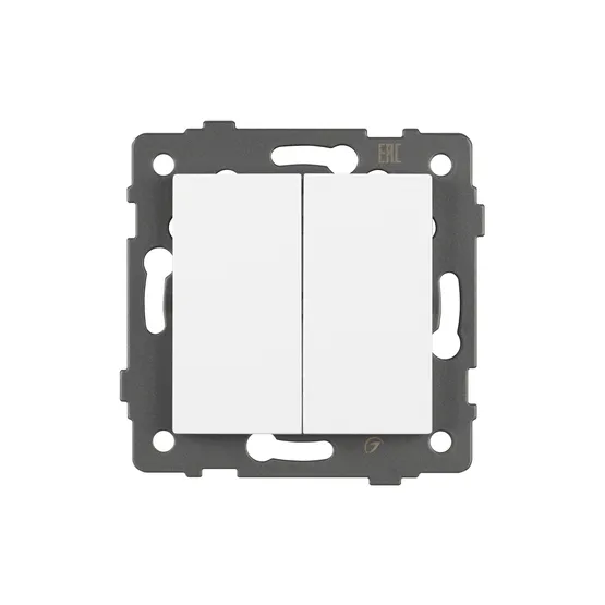 Фото #2 товара Механизм выключателя двухклавишный самовозвратный SWT-MKR2-PL-WH-V (250V, 10A) (Arlight, -)