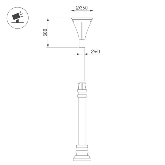 Фото #2 товара Светильник OXOR-LUMME-BUE-O-360x588-35W Day4000 (BK, 120 deg, 230V) IP65 (Arlight, -)