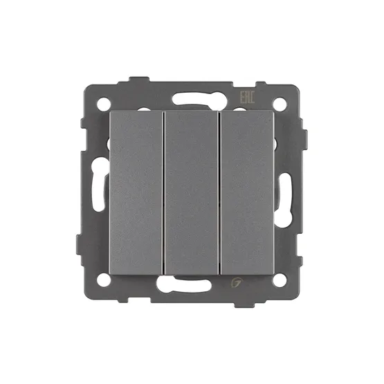 Фото #2 товара Механизм выключателя трехклавишный непроходной SWT-MK03-PL-GR-V (250V, 10A) (Arlight, -)