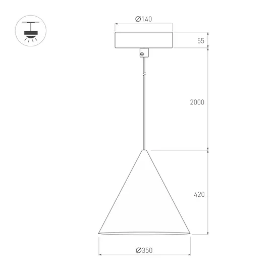 Фото #7 товара Светильник SP-MAKOTO-R350-14W Warm3000 (WH, 36 deg, 230V, TRIAC) (Arlight, IP20 Металл, 3 года)