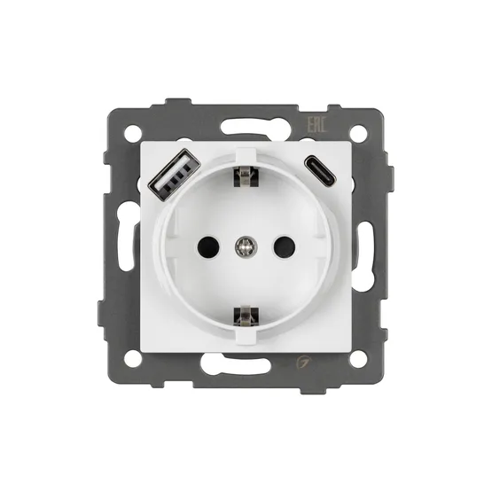 Фото #3 товара Механизм розетки с быстрой USB зарядкой SCT-MUAC-PL-WH-V (250V, 16A) (Arlight, -)