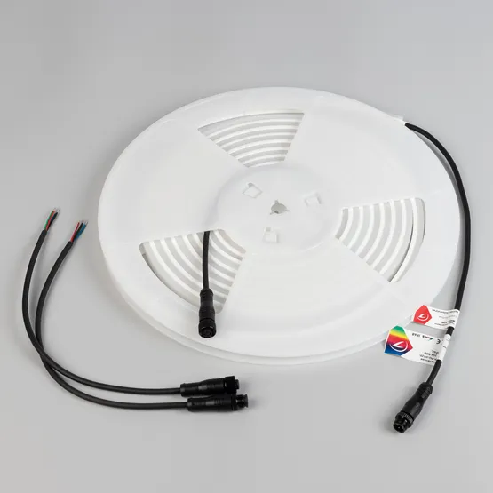 Фото #6 товара Светодиодная лента герметичная WAVE-TOP-PU-H120-10x10mm 24V RGB (10 W/m, IP68, 5m, wire x2) (Arlight, Вывод боковой, 3 года)