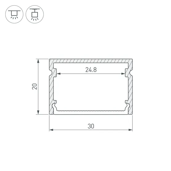 Фото #3 товара Профиль LINE-3020-2000 ANOD (Arlight, Алюминий)