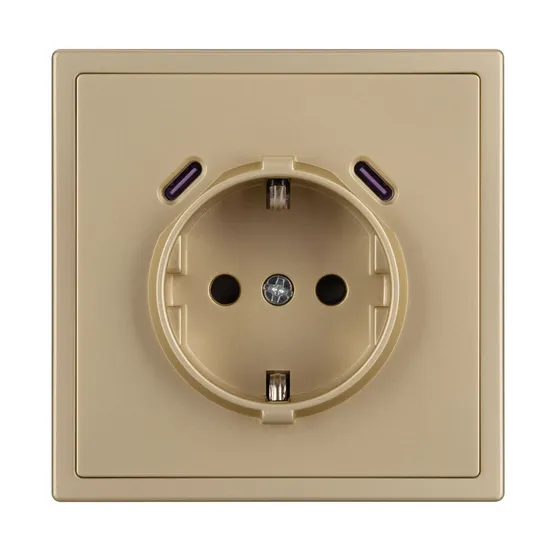 Фото #4 товара ARL NOBE Розетка зк со шторками с USB тип C+С софт-тач золотой песок SCT-MUCC-SFPL-GD (250V, 16A) (Arlight, -)
