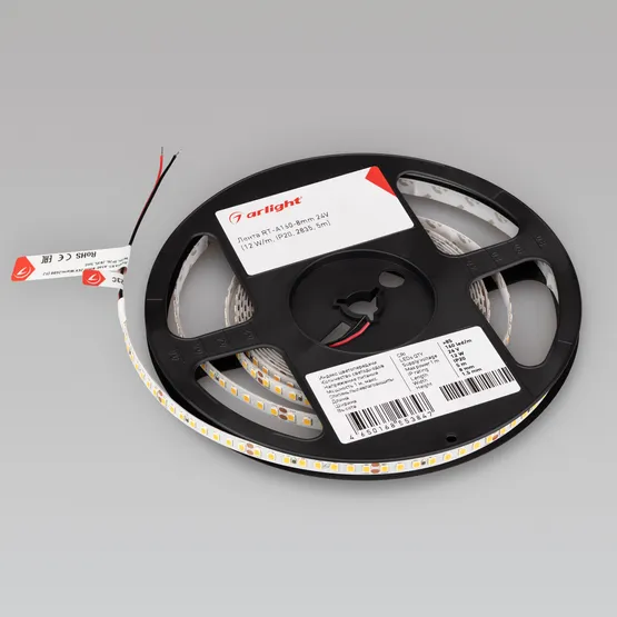 Фото #4 товара Светодиодная лента RT-A160-8mm 24V Day4000 (12 W/m, IP20, 2835, 5m) (Arlight, высок.эфф.150 лм/Вт)