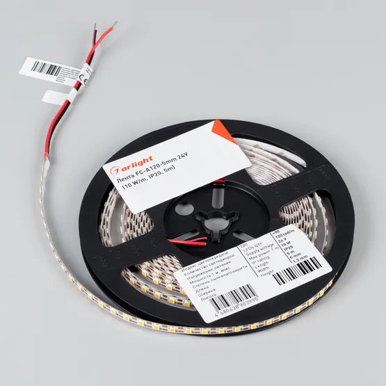 Фото #3 товара Светодиодная лента FC-A120-5mm 24V Warm3500-CX1 (10 W/m, IP20, 5m) (Arlight, резка 1 светодиод)