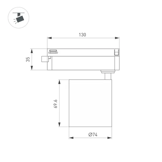 Фото #6 товара Светильник LGD-DYKE-2TR-R75-16W Warm3000 (WH, 50 deg, 230V) (Arlight, IP20 Металл, 5 лет)