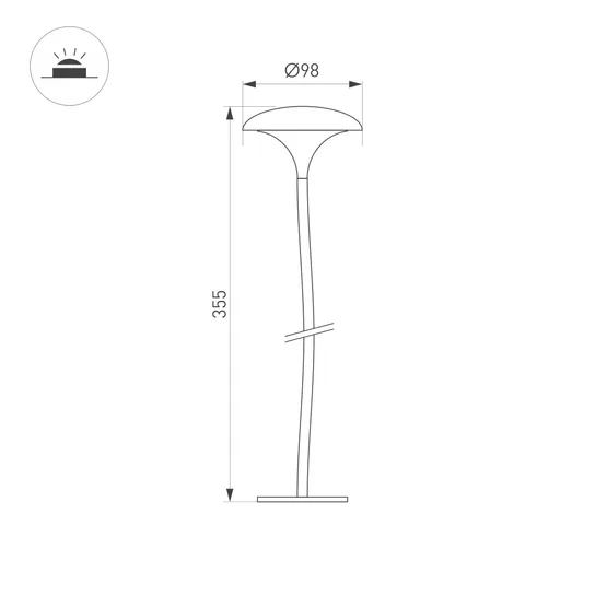 Фото #4 товара Светильник KT-MUCENA-BOLL-B-H350-1W Warm3000 (WH, 100 deg, 24V) (Arlight, IP65 Металл, 3 года)