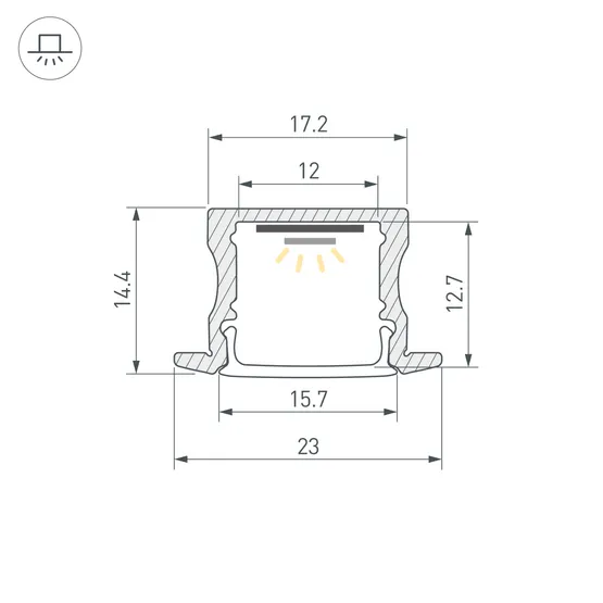 Фото #3 товара Профиль LINE-2315-F-2000 ANOD (Arlight, Алюминий)