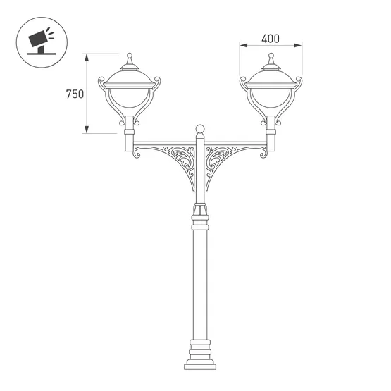 Фото #2 товара Светильник OXOR-AMPIL-O-400x750-50W Day4000 (BK, 120 deg, 230V) IP65 (Arlight, -)